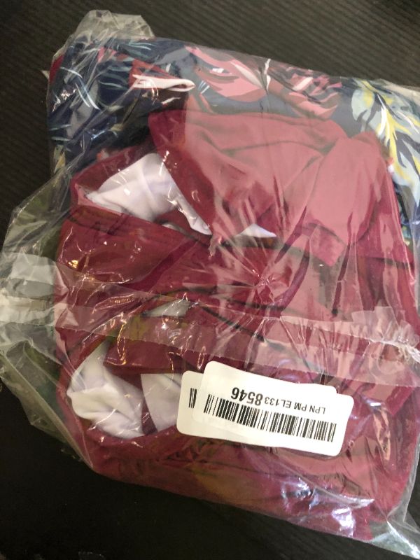 Photo 1 of Aqua Eve Two Piece Women's Tankini Swimsuits Blouson Swim Tank Top with Shorts Modest Bathing Suits Purple & Leaf M