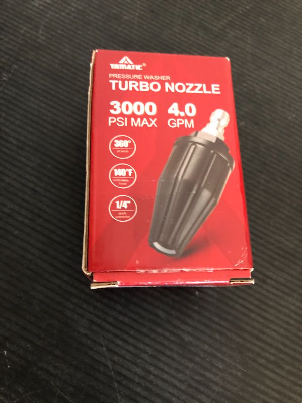 Photo 1 of YAMATIC Pressure Washer Tips Turbo Nozzle, 360° Rotating Spray Turbo 3000 PSI 4.0GPM with 1/4" Quick Connector, Compatible with Ryobi, Greenworks, Craftsman, Troybilt, Simpson