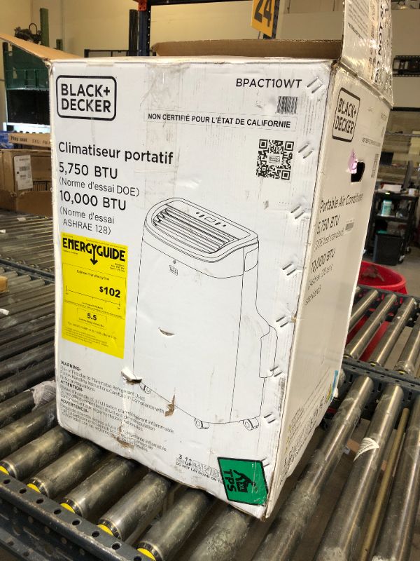 Photo 1 of BLACK+DECKER 10,000 BTU Portable Air Conditioner for Rooms up to 450 Sq. with Remote Control, White