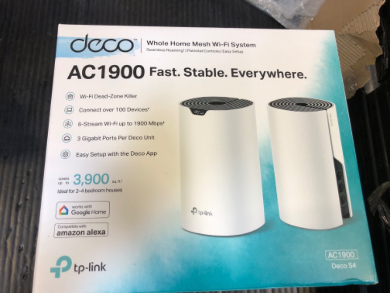 Photo 1 of TP-Link ???? S4 Whole Home Mesh WiFi System - Up to 3,800 Sq.ft. Coverage, AC1900 WiFi Router and Extender Replacement, Parental Controls, 2-Pack