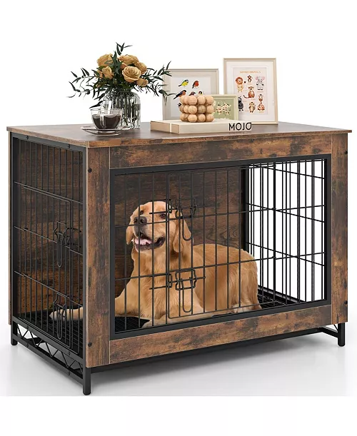 Photo 1 of Dog Crate Furniture with Double Lockable Doors and Removable Pull-out Tray