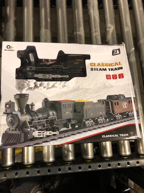 Photo 1 of Classic Model Train Set Toy with Steam and Sound, Electric Train for Under The Trees, Cargo Car for Boys & Girls 3 4 5 6 7 Years
