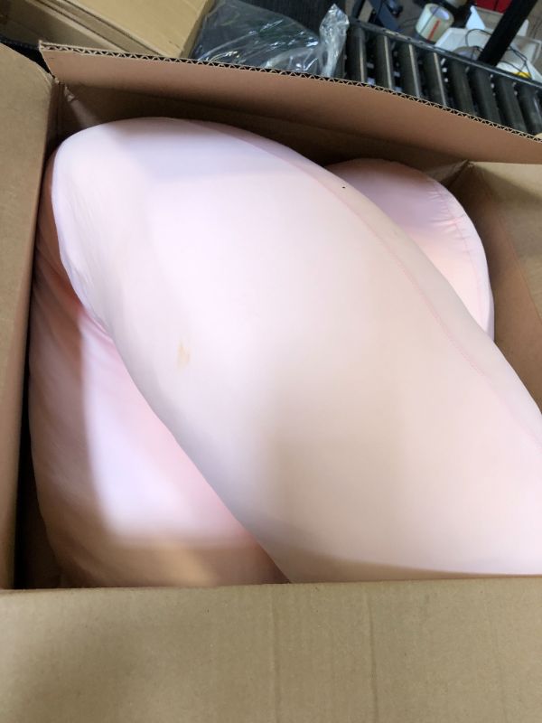 Photo 1 of MOON PARK Pregnancy Pillows for Sleeping - U Shaped Full Body Maternity Pillow with Removable Cover - Support for Back, Legs, Belly, HIPS - 57 Inch - Pink - Cooling Cover
