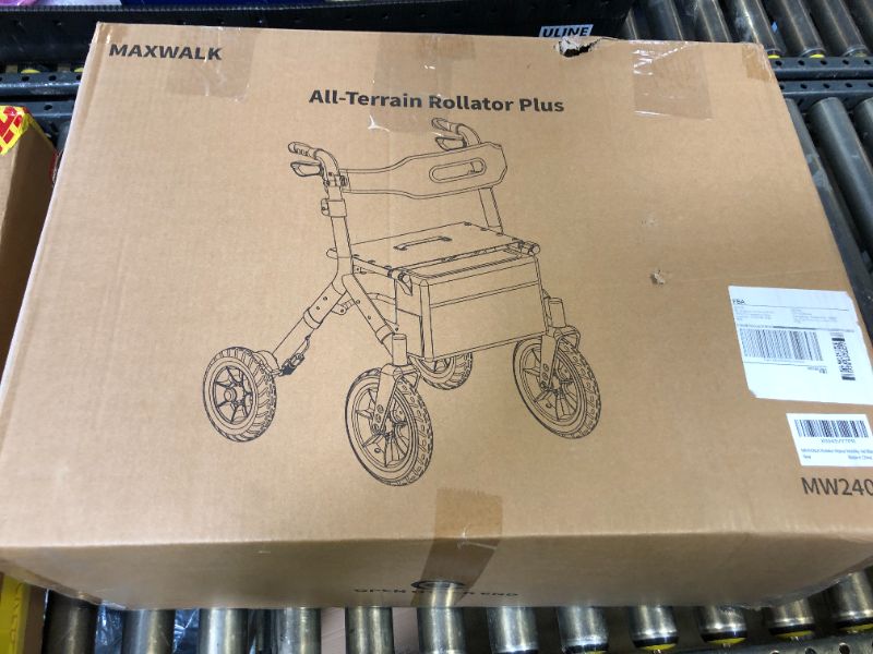 Photo 1 of MAXWALK Rollator Walker with Seat, Tall Walkers for Seniors, 12" Big Rubber Wheels All Terrain Rollator Walker with Backrest, Built-in Cable, Foldable and Dual Adjustable Height for 5.3-7ft, Black