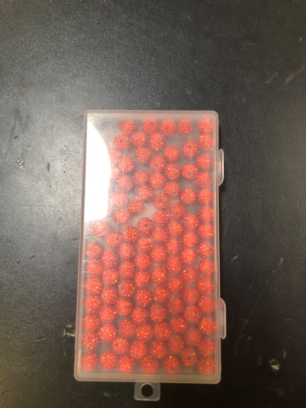 Photo 1 of 100pcs 10mm Rhinestone Clay Beads for Crafting - Ice Collection Baseball Bling Style, Round Shamballa Disco Ball Design, Fancy Sparkle for DIY Jewelry Making (Halloween Orange Red)
