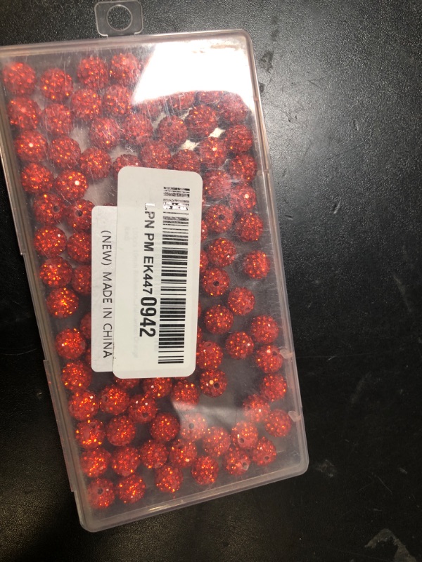 Photo 1 of 100pcs 10mm Rhinestone Clay Beads for Crafting - Ice Collection Baseball Bling Style, Round Shamballa Disco Ball Design, Fancy Sparkle for DIY Jewelry Making (Halloween Orange Red)