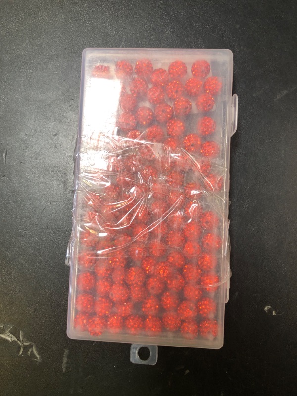Photo 1 of 100pcs 10mm Rhinestone Clay Beads for Crafting - Ice Collection Baseball Bling Style, Round Shamballa Disco Ball Design, Fancy Sparkle for DIY Jewelry Making (Halloween Orange Red)