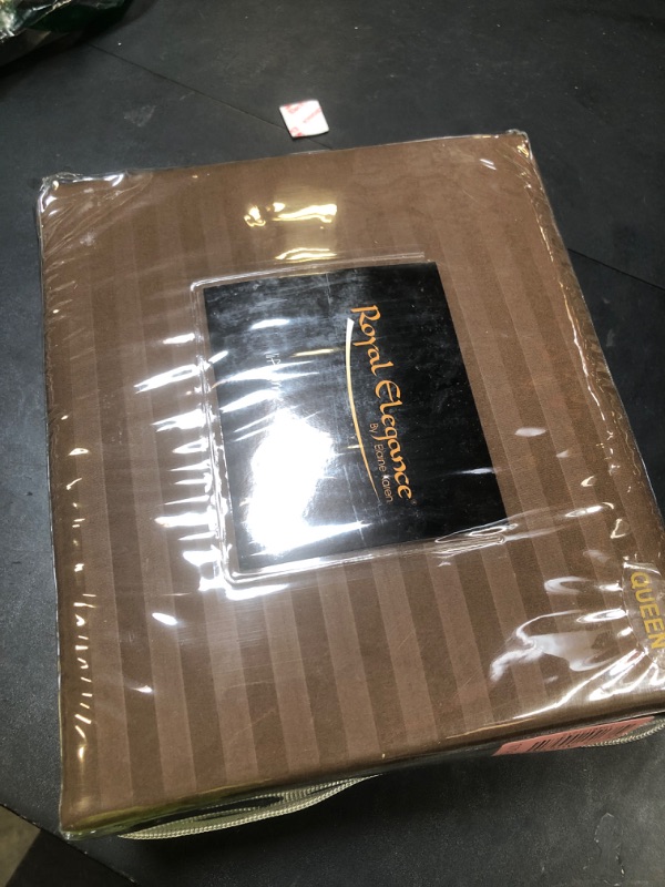 Photo 1 of Queen Italian Prestige Collection Striped Bed Sheet Set – 1800 Luxury Soft Microfiber Deep Pocket 4-Piece Bedding Set - Wrinkle, Stain, Fade Resistant - Chocolate