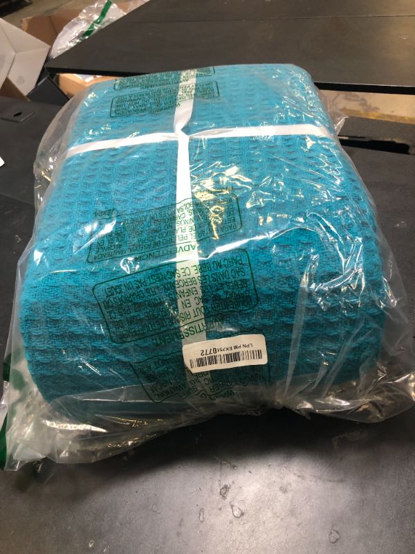 Photo 1 of Bedsure 100% Cotton Blanket King Size for Bed - Breathable and Soft, Waffle Weave Blanket for Summer Spring, Teal, 104x90 inches