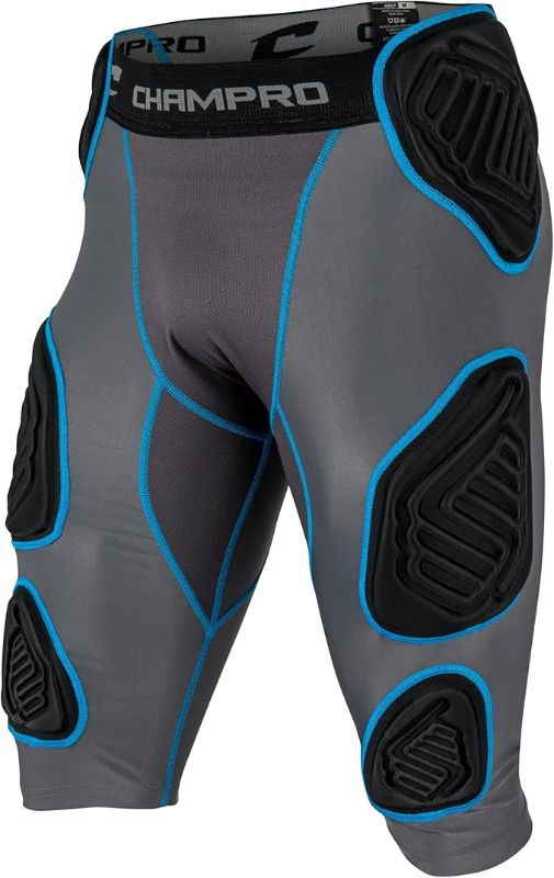 Photo 1 of CHAMPRO Bull Rush 7-Pad Girdle CHARCOAL , BLACK INSET, Adult X-Large
