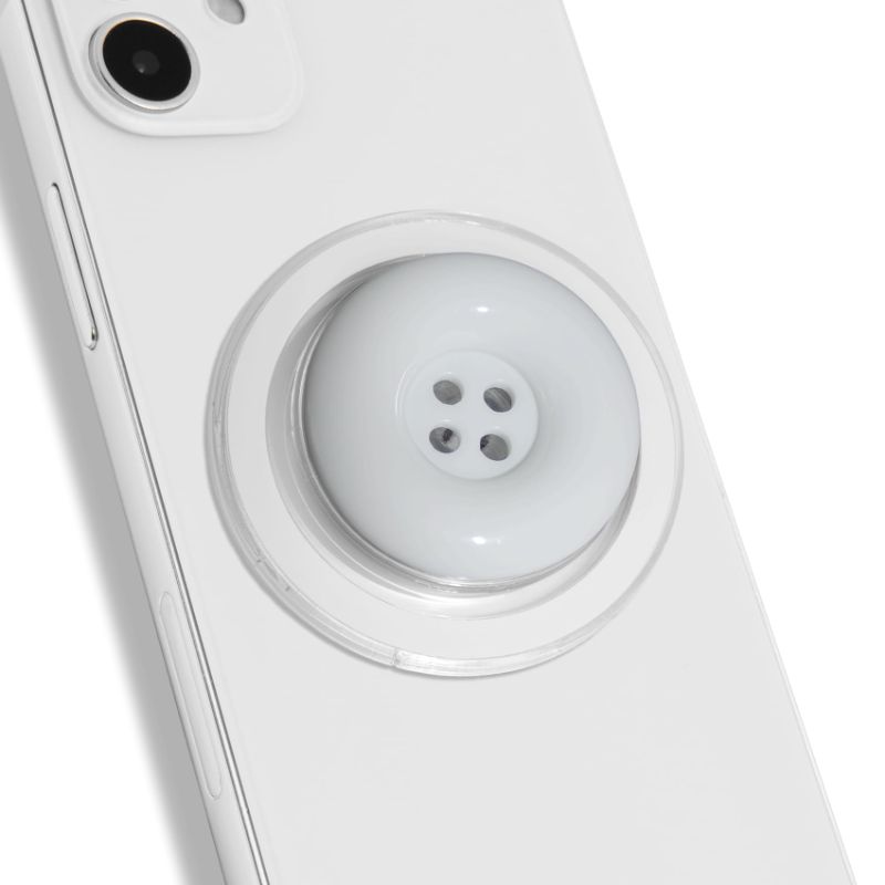 Photo 1 of Solid Color Button Phone Grip – Minimalist Design, Durable and Lightweight, Grip and Stand for Smartphones (White, Magnetic Type)