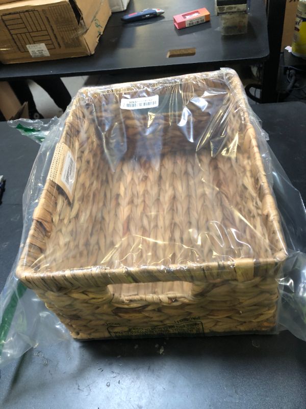 Photo 1 of StorageWorks Large Rectangular Wicker Basket, Water Hyacinth Storage Basket with Built-in Handles, 1 Pack