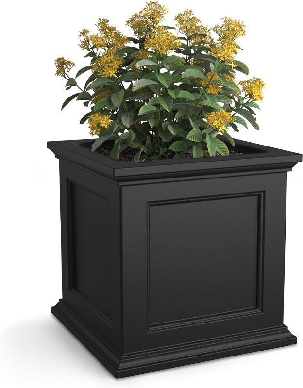 Photo 1 of Mayne Fairfield 20-Inch Square Planter – Self-Watering, Weather-Resistant Planter for Flowers – Durable Outdoor Design for Patio, Porch, or Entryway
