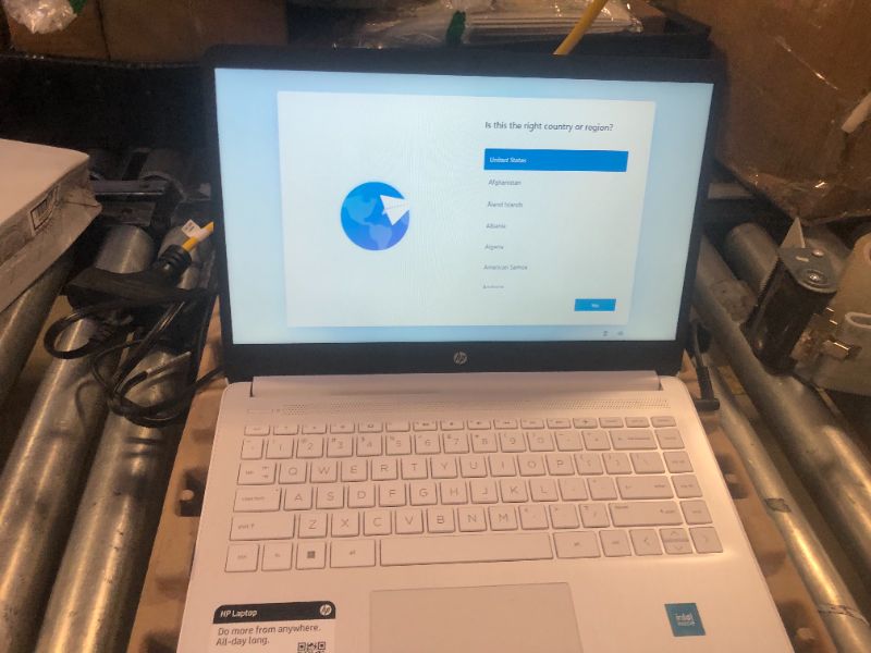 Photo 1 of HP 14 Laptop, Intel Celeron N4020, 4 GB RAM, 64 GB Storage, 14-inch Micro-edge HD Display, Windows 11 Home, Thin & Portable, 4K Graphics, One Year of Microsoft 365 (14-dq0040nr, Snowflake White)