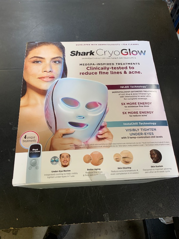Photo 1 of Shark CryoGlow LED Face Mask (FSA/HSA Eligible*) with Under-Eye Cooling, Anti-Ageing & Blemish Repair, Red & Blue LED, Infrared Light Therapy, USB-C, Remote Control, Storage Bag, Blue Frost, FW312