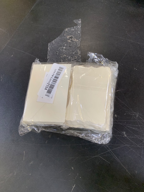 Photo 1 of 100 Pack Mini Envelopes with Blank Note Cards - Small Self-Adhesive Envelopes for Business Cards (4 x 2.7 Inches, Cream)
