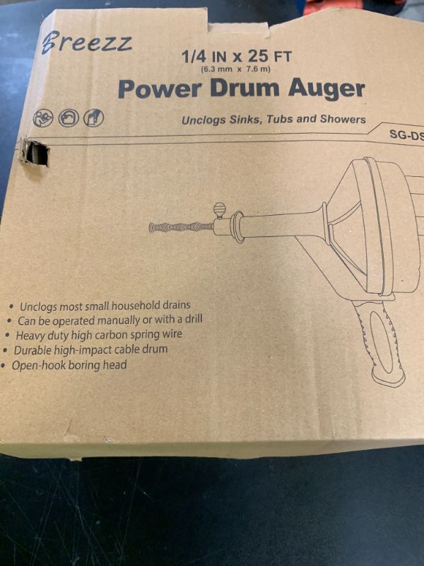 Photo 1 of Drain Auger, Clog Remover with Drill Adapter, 25 Feet Flexible Plumbing Snake Use Manually or Powered for Kitchen,Bathrom and Shower Sink, Comes with Gloves (orange)