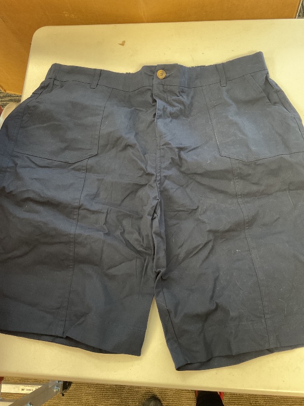 Photo 1 of luvamia Stretchy Bermuda Shorts for Women Plus Size Walking Shorts with Pockets Dark Blue Size XX-Large 20 22