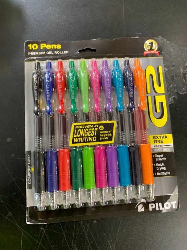 Photo 1 of Pilot G2 Premium Retractable Gel-Ink Rolling Ball Pens, Extra Fine Point (0.5mm), Assorted, 10/Pk (14168)