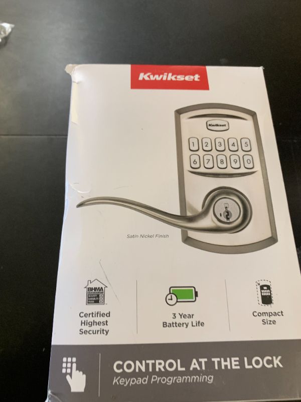 Photo 1 of Kwikset 99170-001 SmartCode 917 Keypad Keyless Entry Traditional Residential Electronic Lever Deadbolt Alternative with Tustin Door Handle and SmartKey Security, Satin Nickel, Large