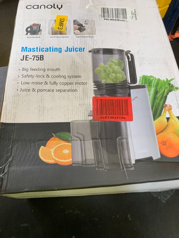 Photo 1 of Cold Press Juicer, 5.8" Wide Feed Chute Juice Extractor Machine with 400W, High Juice Yield, Slow Masticating Juicer for Whole Vegetables & Fruits, Metallic Silver