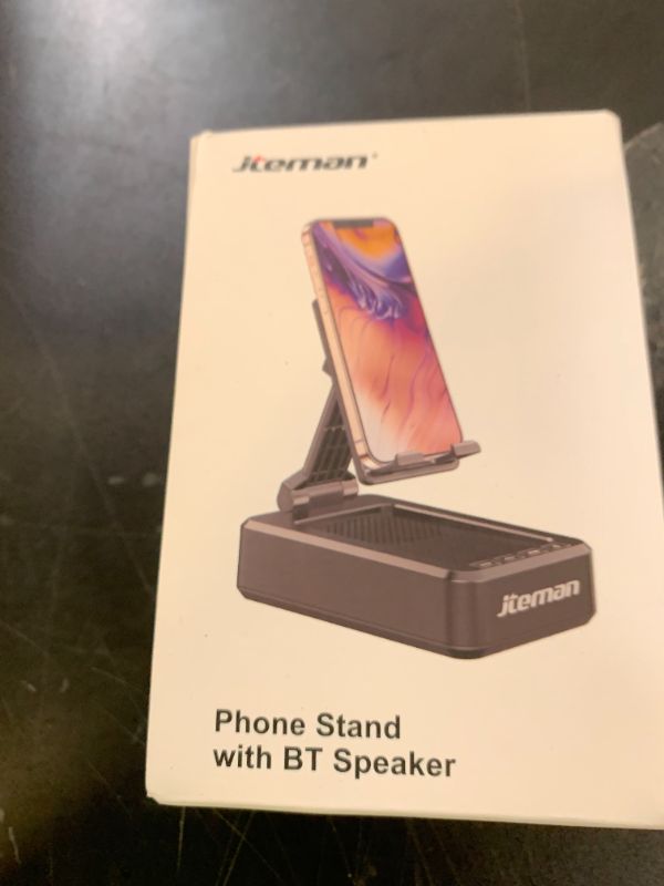 Photo 1 of Cell Phone Stand with Wireless Bluetooth Speaker and Anti-Slip Base HD Surround Sound Perfect for Home and Outdoors with Bluetooth Speaker for Desk Compatible with iPhone/ipad/Samsung Galaxy