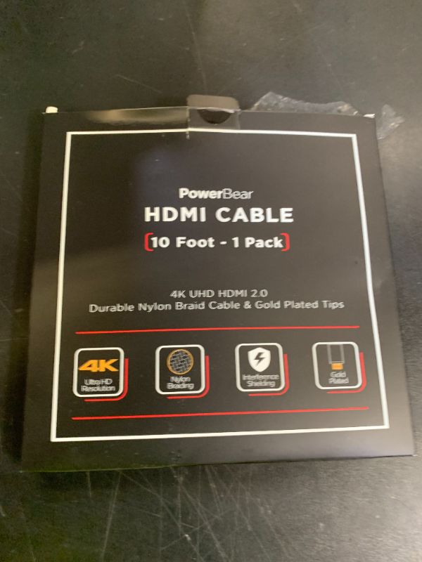 Photo 1 of PowerBear 4K HDMI Cable 10 ft | High Speed Hdmi Cables, Braided Nylon & Gold Connectors, 4K @ 60Hz, Ultra HD, 2K, 1080P, ARC & CL3 Rated | for Laptop, Monitor, PS5, PS4, Xbox One, Fire TV, & More