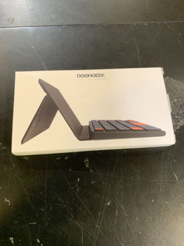 Photo 1 of Doohoeek Universal Bluetooth Keyboard for Samsung Galaxy Z Fold, iPad mini 7 2024 & Phones, Dual Bluetooth Mini Keyboard with Any-Angle Kickstand & Leather Cover for Android, Windows and iOS