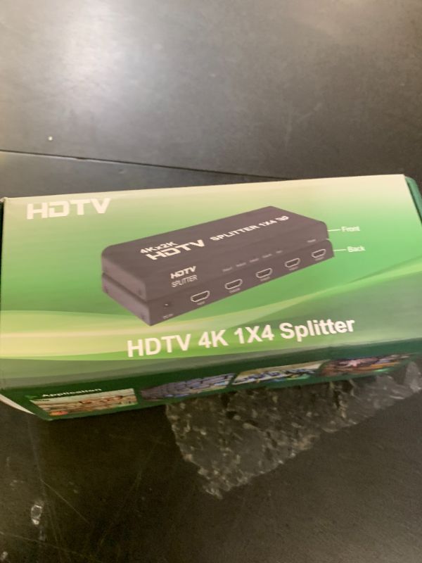 Photo 1 of HDMI Splitter 1 in 4 Out [with Adapter] 4K 1x4 HDMI Splitter Repeat/Mirror Screen Only (Not Extend), 1 Source Extend to 4 Display Devices