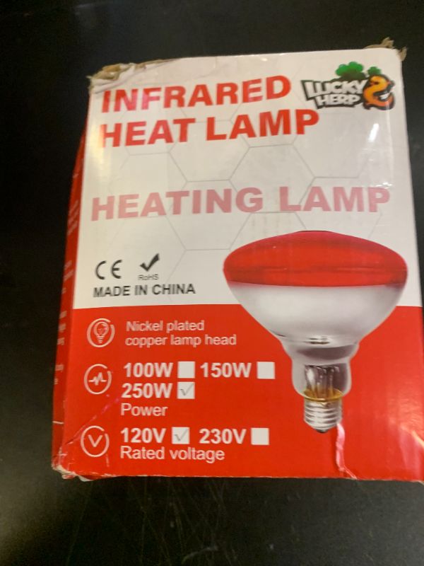 Photo 1 of LUCKY HERP Infrared Heat Lamp for Chickens - 250 Watts Red Heat Lamp Bulb 1 Pack, Heat Light Bulb for Brooder Coop, Food Service, Chicks, Pet, Reptile