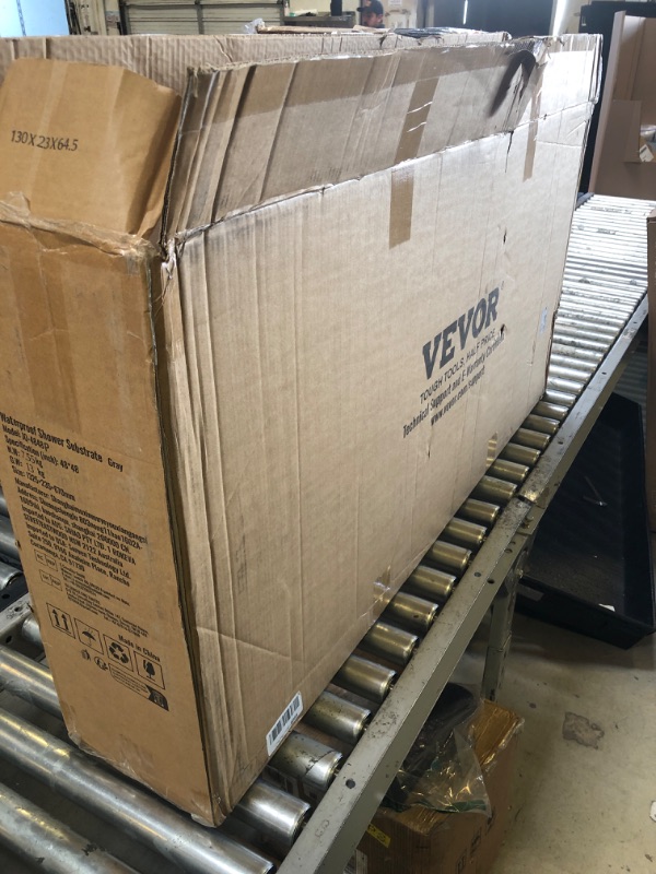 Photo 1 of VEVOR Shower Curb Kit, 48"x48" Watertight Shower Curb Overlay with 4" PVC Central Bonding Flange, 4" Stainless Steel Grate, 2 Cuttable Shower Curb and Trowel, Shower Pan Slope Sticks Fit for Bathroom