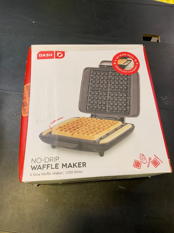 Photo 1 of DASH No-Drip Waffle Maker - Four Waffle Molds, Nonstick Waffle Iron with Quick Heat-Up, Nonstick Surface - Perfect Waffle Maker for Kids and Families, Just Add Batter