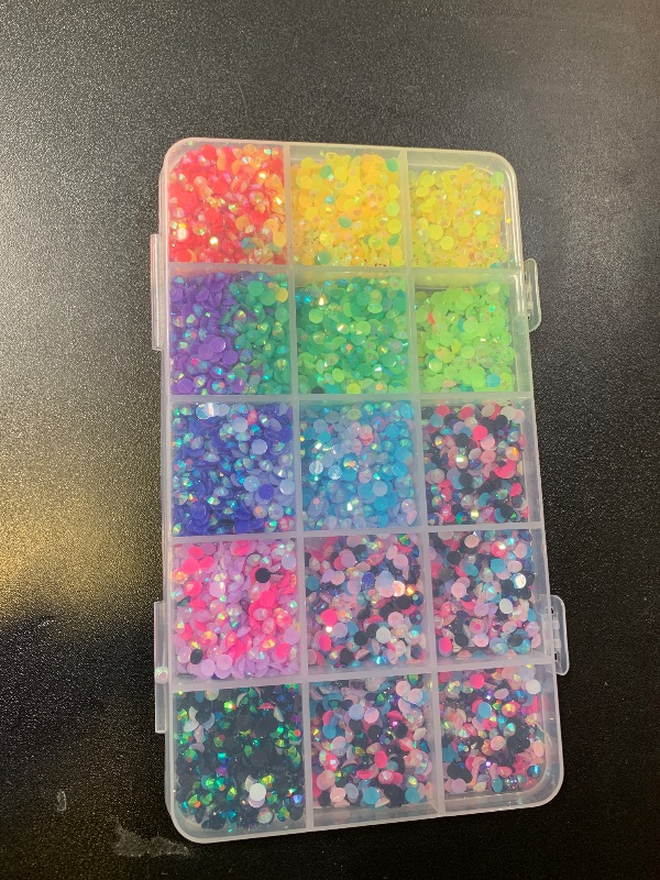Photo 1 of 9000Pcs Resin Jelly Rhinestones for Crafting, Mixed-Color 4mm Flatback Gems, Bedazzling Crystal with 3Pcs 10ml B7000 Jewelry Glue for DIY Crafts Clothing Tumblers Shoes Nail Art