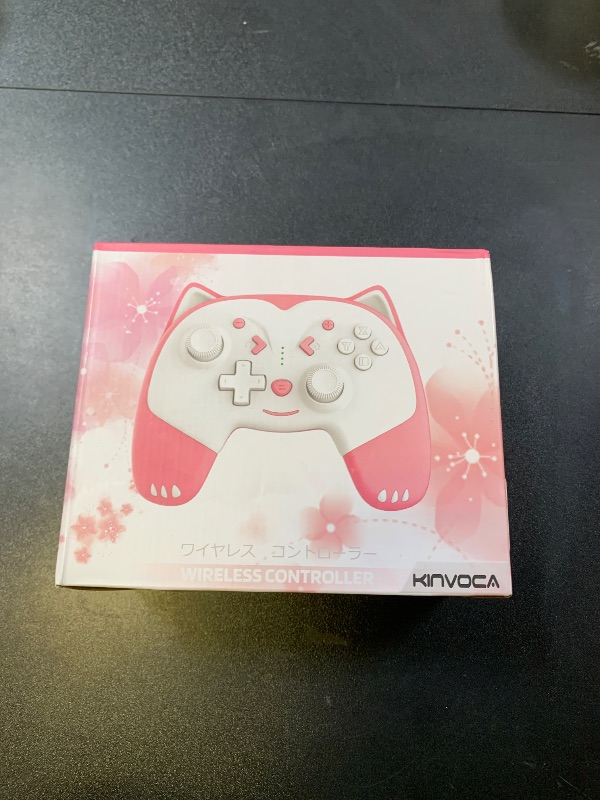 Photo 1 of KINVOCA Wireless Controller for Nintendo Switch/Switch Lite, Cute Pro Controller with Turbo, Motion, Vibration, Wake-Up, Headphone Jack and Breathing Light - Pink