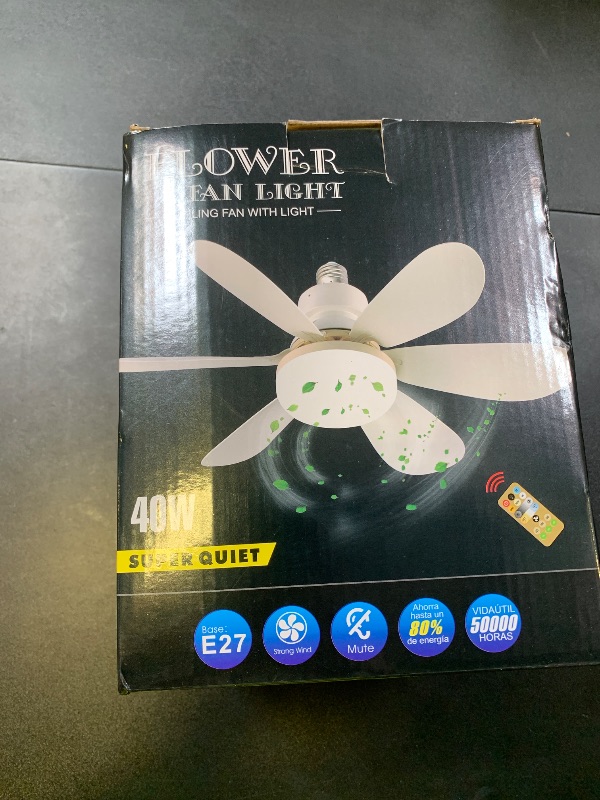 Photo 1 of MIMIRGB Socket Fan Light with Remote,Small Ceiling Fans with Lights,Smart Timing Dimmable 3 Colors,E26 Base Socket Ceiling Fan for Bedroom Living Garage Kitchen?White?