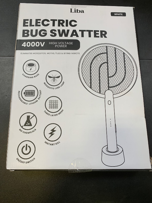 Photo 1 of LiBa Electric Fly Swatter Racket, 2 in 1 Electric Bug Zapper USB Rechargeable, 4000V Indoor Outdoor Mosquitoes Zapper with 5 Layer Safety Mesh, Cordless Insect Killer Trap Home Office Camping Patio