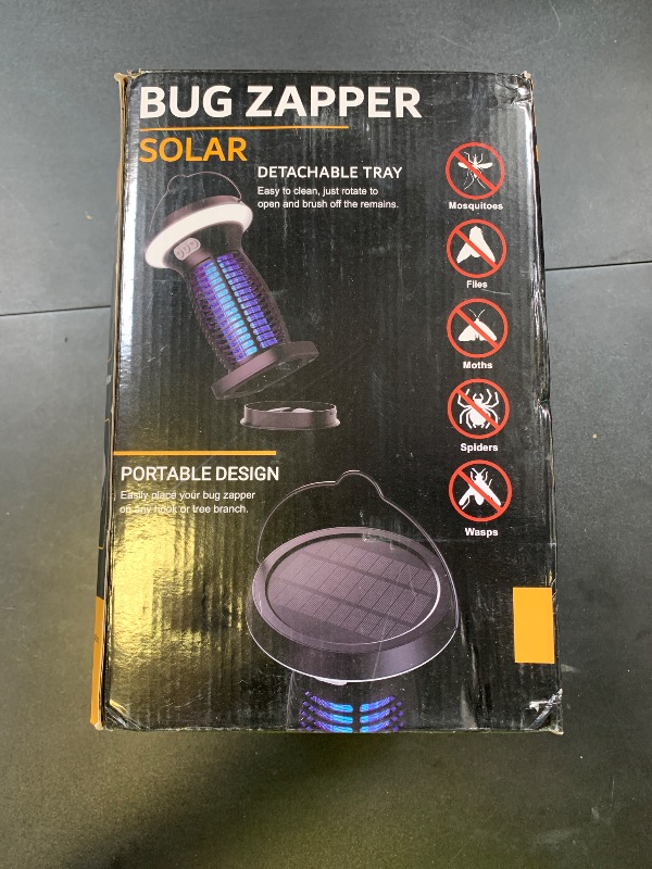 Photo 1 of ZECHUAN Solar Bug Zapper Outdoor Waterproof, Portable Pest Control Electric Mosquito Zapper Killer with Panel Sensor, Rechargeable Insect Trap Fly Zapper for Home, Patio, Backyard, Camping