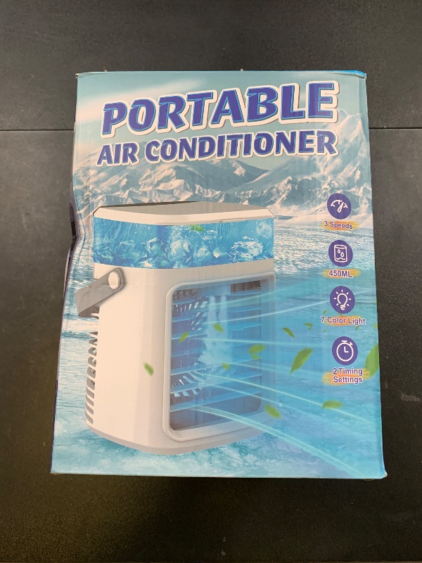 Photo 1 of Portable Air Conditioner, 3 Speeds Personal Evaporative Air Cooler with 2/4H Timer, 450ml Rechargeable Mini Air Conditioner, Quiet Portable AC Unit Fan for Office Desk Home Bedroom Camping Car