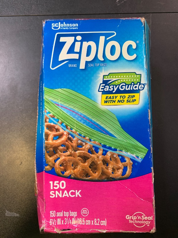 Photo 1 of Ziploc Snack Bags with EasyGuide Texture, Small Plastic Storage Bags with Grip 'N Seal Technology, 150 Bags Total