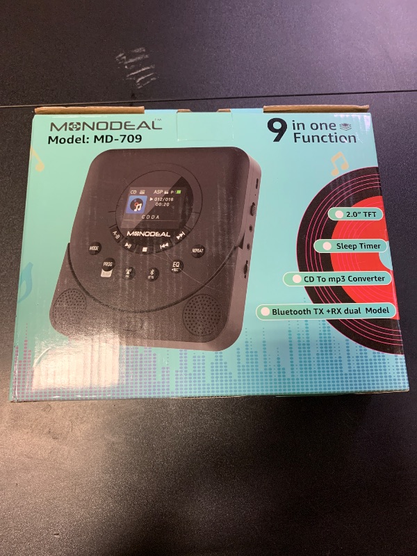 Photo 1 of CD Player Portable, MONODEAL Dual Stereo with CD Player with Speakers, Rechargeable Discman Player for car, Support TF Card, FM Receiver and Transmitter with Sleep Timer, Colorful TFT Screen