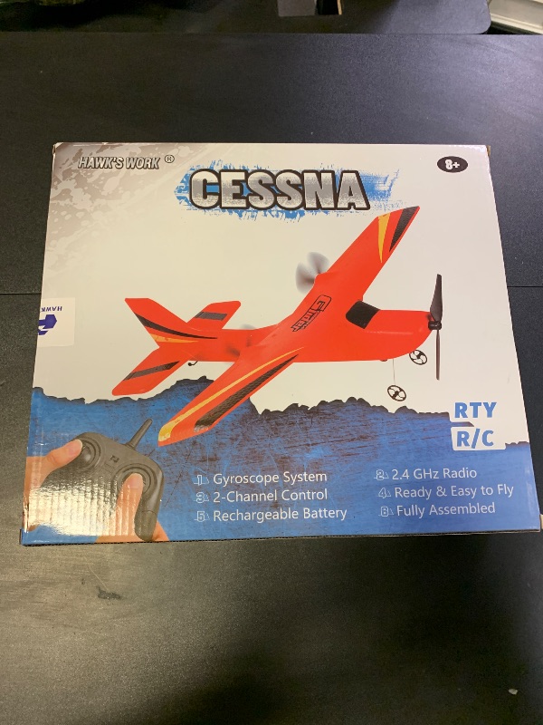 Photo 1 of HAWK'S Work 2 CH RC Airplane, RC Plane Ready to Fly, 2.4GHz Remote Control Airplane, Easy to Fly RC Glider for Kids & Beginners (Red)