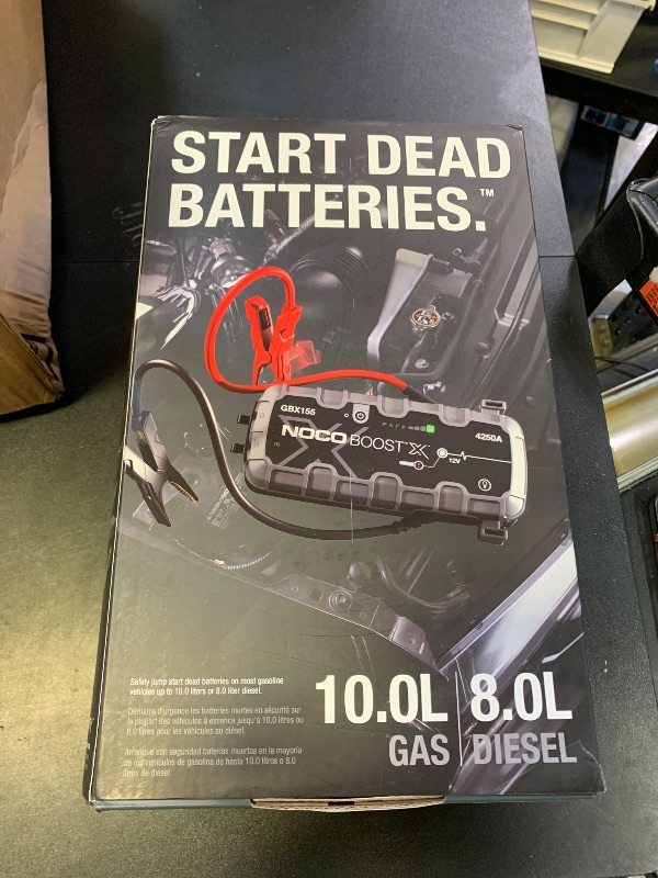 Photo 1 of NOCO Boost X GBX155: 4250A UltraSafe Jump Starter – 12V Lithium Battery Booster Pack, Portable Jump Box, Power Bank & Jumper Cables - for 10.0L Gas and 8.0L Diesel Engines