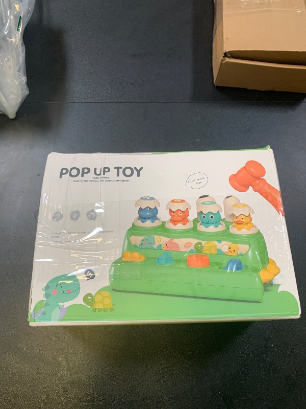 Photo 1 of Interactive Cause and Effect Toy for Toddlers 1-2-3, Montessori Baby Pop Up Toys with Buttons & Hammer, Sensory Fine Motor Skills Toy for Boy Girl 9 12 18 Months
