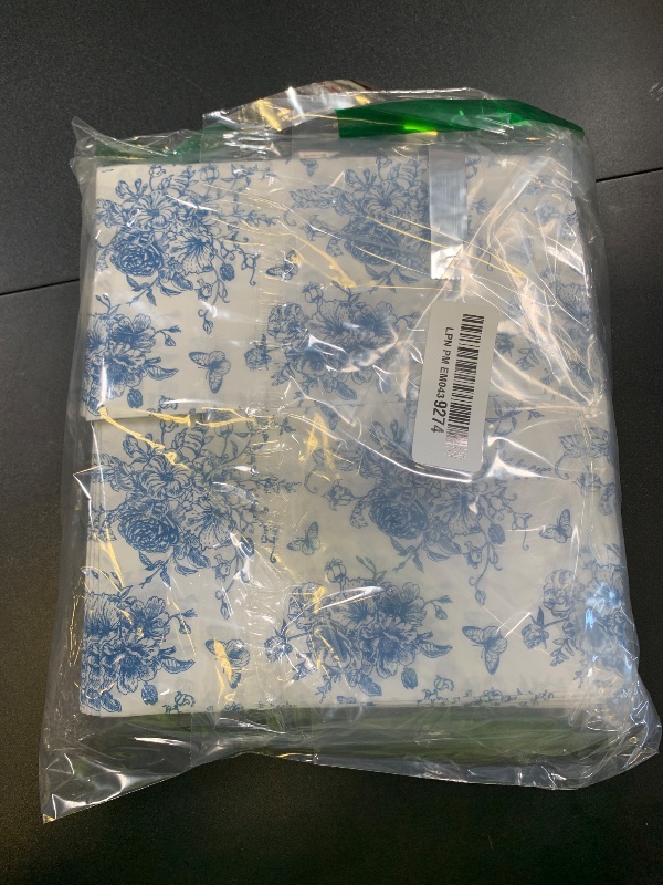 Photo 1 of 100PCS Blue Floral Napkins Disposable Hand Towels for Bathroom 3 Ply Blue and White Paper Napkins Decorative Flower Guest Napkins Chinoiserie Napkins for Wedding Bridal Shower Birthday Cocktail Party