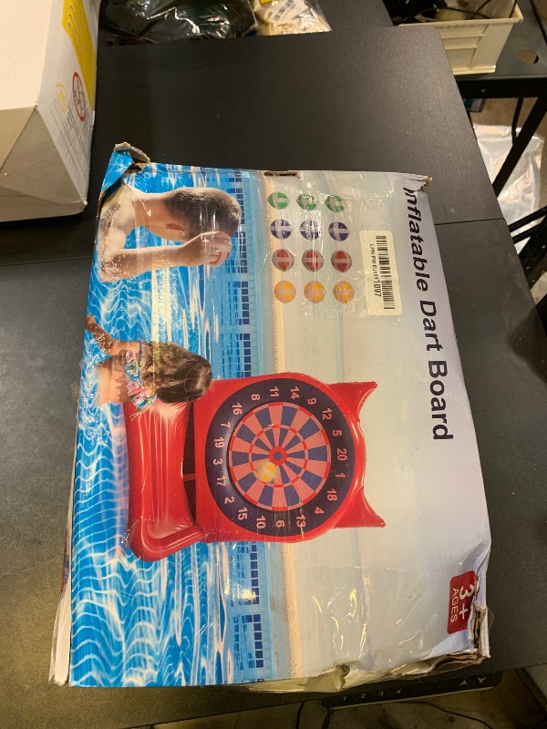 Photo 1 of 47 Inch Large Inflatable Dart Board Pool Toys with 12 Balls Swimming Pool Floats Water Game for Teens Adults Pool Backyard Beach Outdoor Summer Water Toys Gift for Kids Ages 3-12 Boys Girls, Red