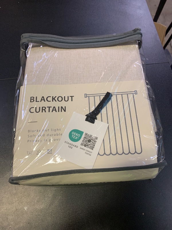 Photo 1 of 100% Blackout Shield Linen Blackout Curtains for Bedroom 84 Inches Long, Back Tab/Rod Pocket Living Room Drapes, Thermal Insulated Blackout Curtains 2 Panels Set, 50" W x 84" L, Cream