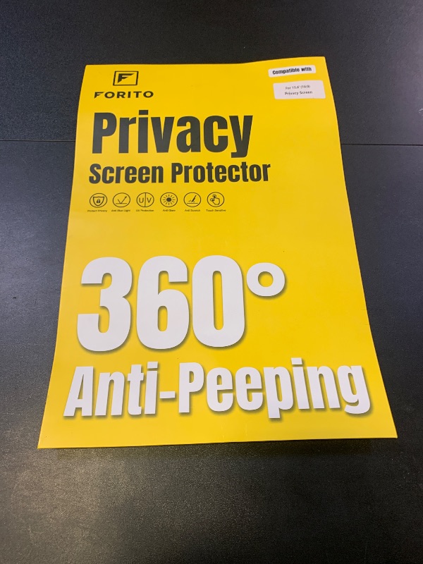 Photo 1 of F FORITO 15.6 Inch Laptop Privacy Screen Protector, 360° Anti Peeping and Anti Glare Laptop Privacy Shield Compatible with 15.6" HP/Lenovo/Dell/Acer/ASUS/Thinkpad with 16:9 Aspect Ratio