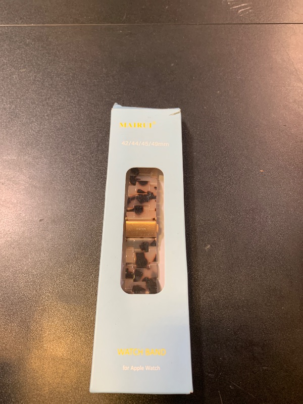 Photo 1 of MAIRUI Resin Watch Band Compatible with Apple Watch for Women Men 49mm/45mm/44mm/42mm Series 9/8/7/6 SE Slim Bands Strap Bracelet Wristband for iWatch 5/4/3/2/1/Ultra/Ultra 2(Tortoise)