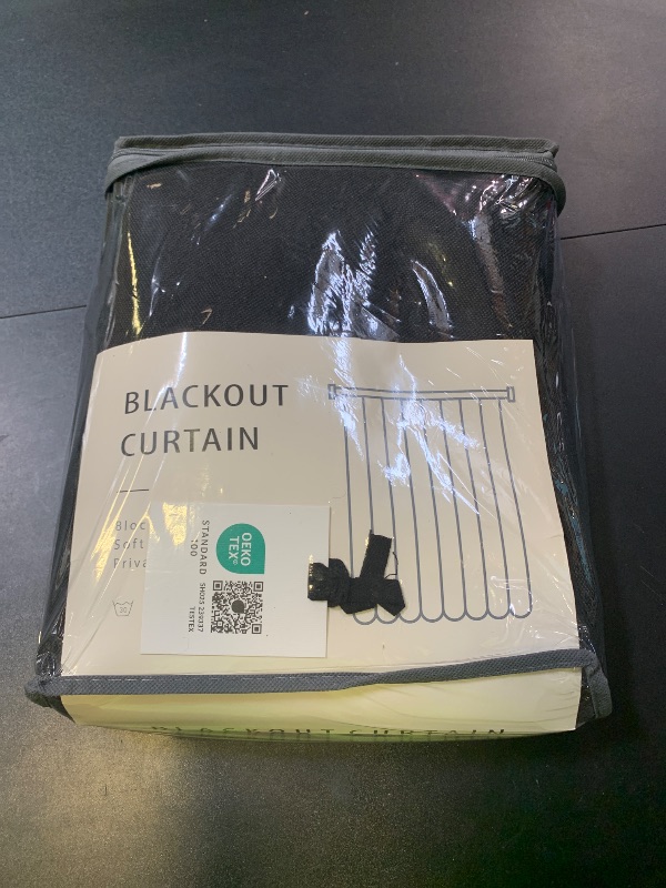 Photo 1 of 100% Blackout Shield Full Blackout Curtains for Bedroom 102 inch Length 2 Panels Set, Clip Rings/Rod Pocket Faux Linen Black Out Curtains for Living Room, Thermal Insulated, 50Wx102L, Black