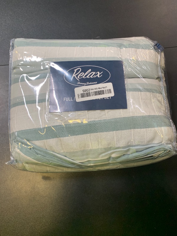 Photo 1 of Tommy Bahama - Queen Duvet Cover Set, Cotton Bedding with Matching Shams & Button Closure, Super Soft Bedding Set (Clearwater Cay Blue, Queen)